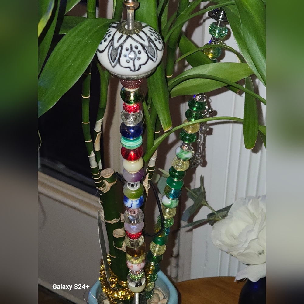 Handmade Colorful Beaded Plant/ Garden Stake Decor